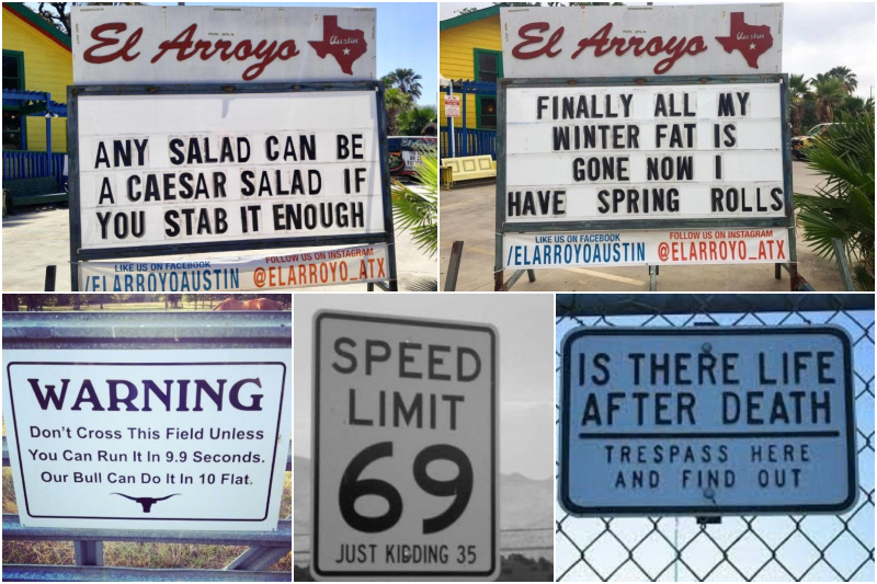 More Hilarious Signs Only Found In Texas | Facebook/@elarroyoatx & Imgur.com/ChickWithAnAttitude & NRGoPW1 & RIjHOdM