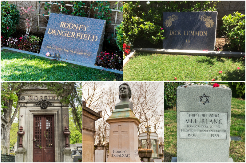 These Gravestones Are Just as Memorable as the Stars Buried Underneath Them | behzad moloud/Shutterstock & behzad moloud/Shutterstock & HUANG Zheng/Shutterstock & JoyCaym/Shutterstock & Alizada Studios/Shutterstock
