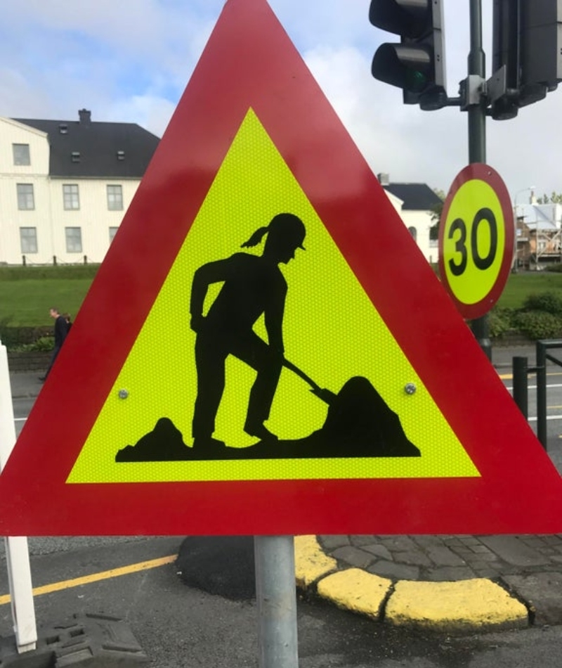 Iceland's Female Workers on Road Work Signs | Reddit.com/ithinkik_ern